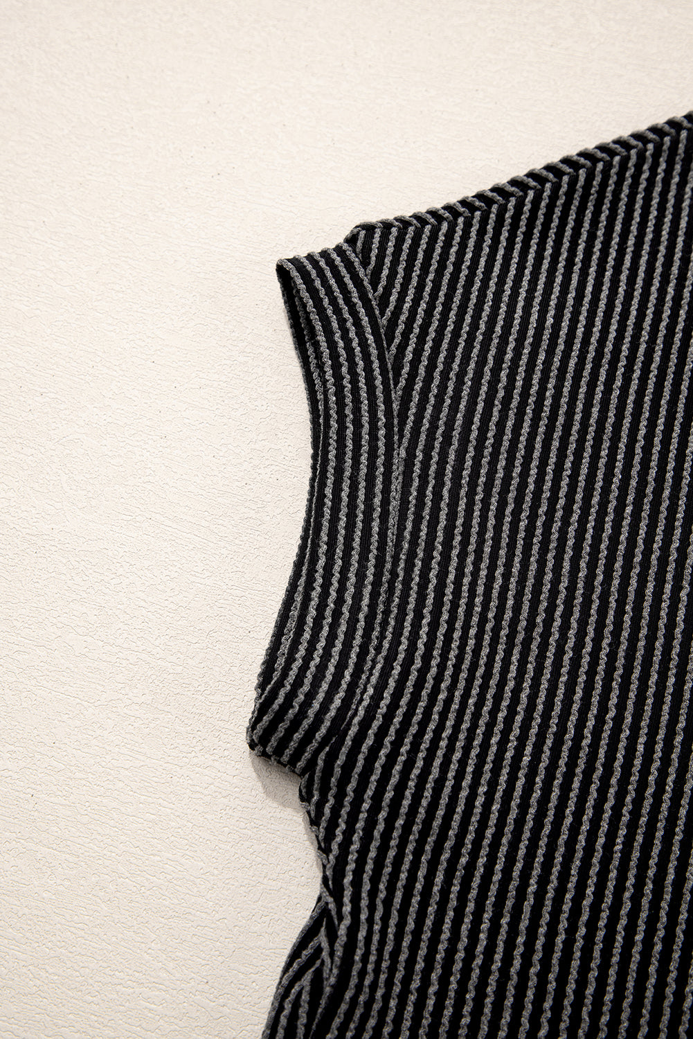 Colorblock Corded Knit Chest Pocket T-Shirt