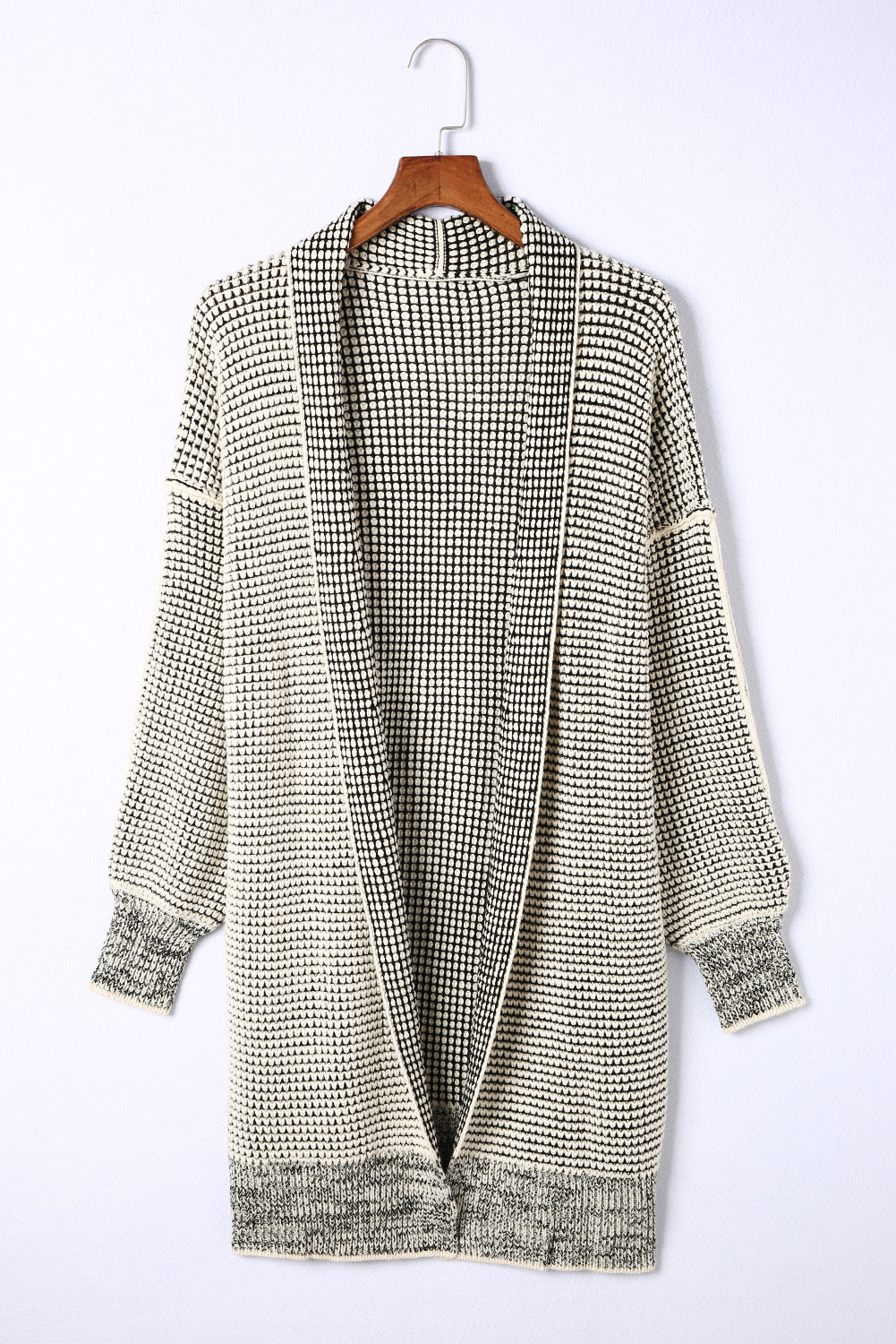Plaid Open Front Long Cardigan