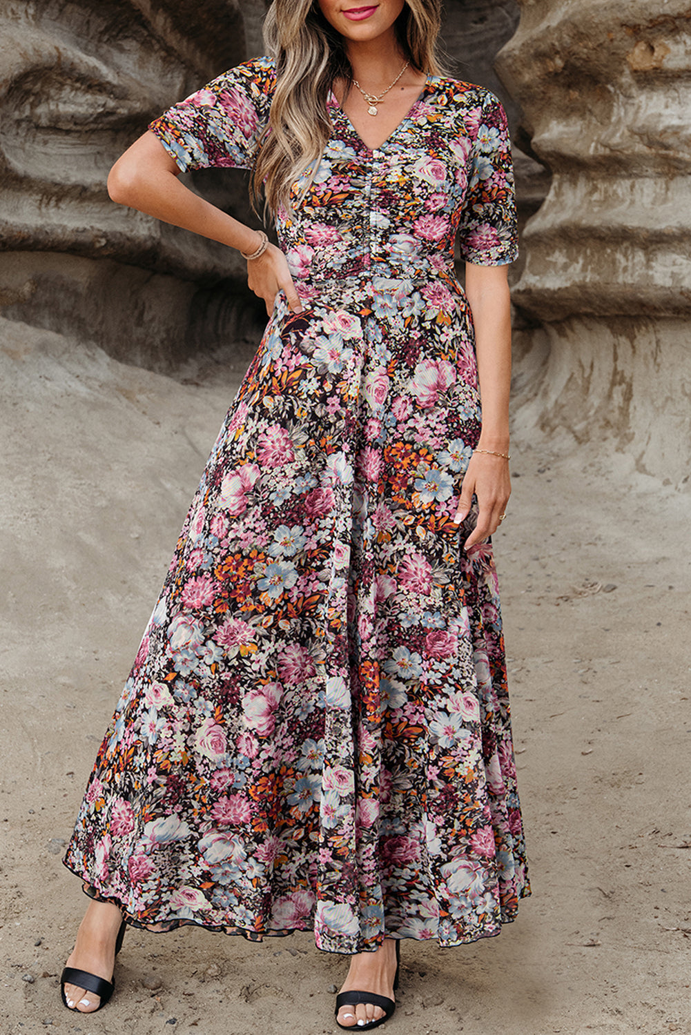 Leopard Floral Mesh Reversible Dress