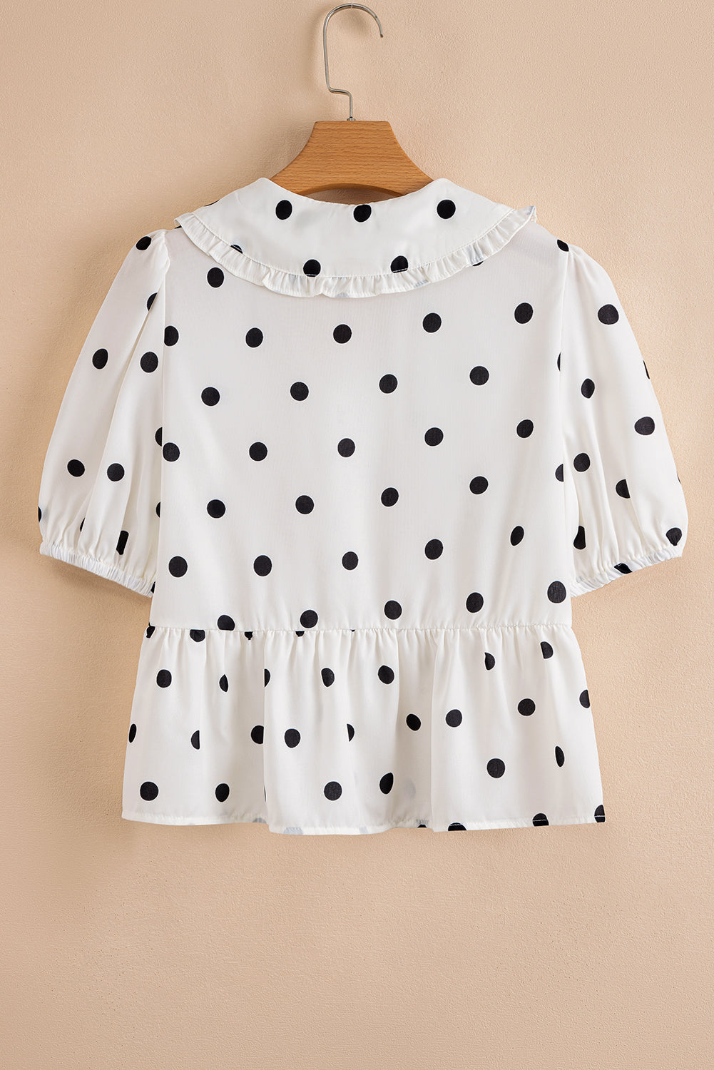 Polka Dot Frilled Collar Top