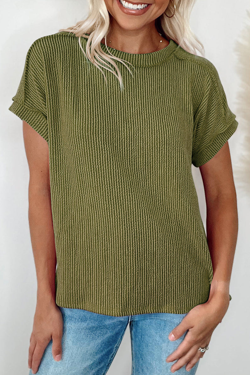Corded Knit Short Sleeve T-Shirt