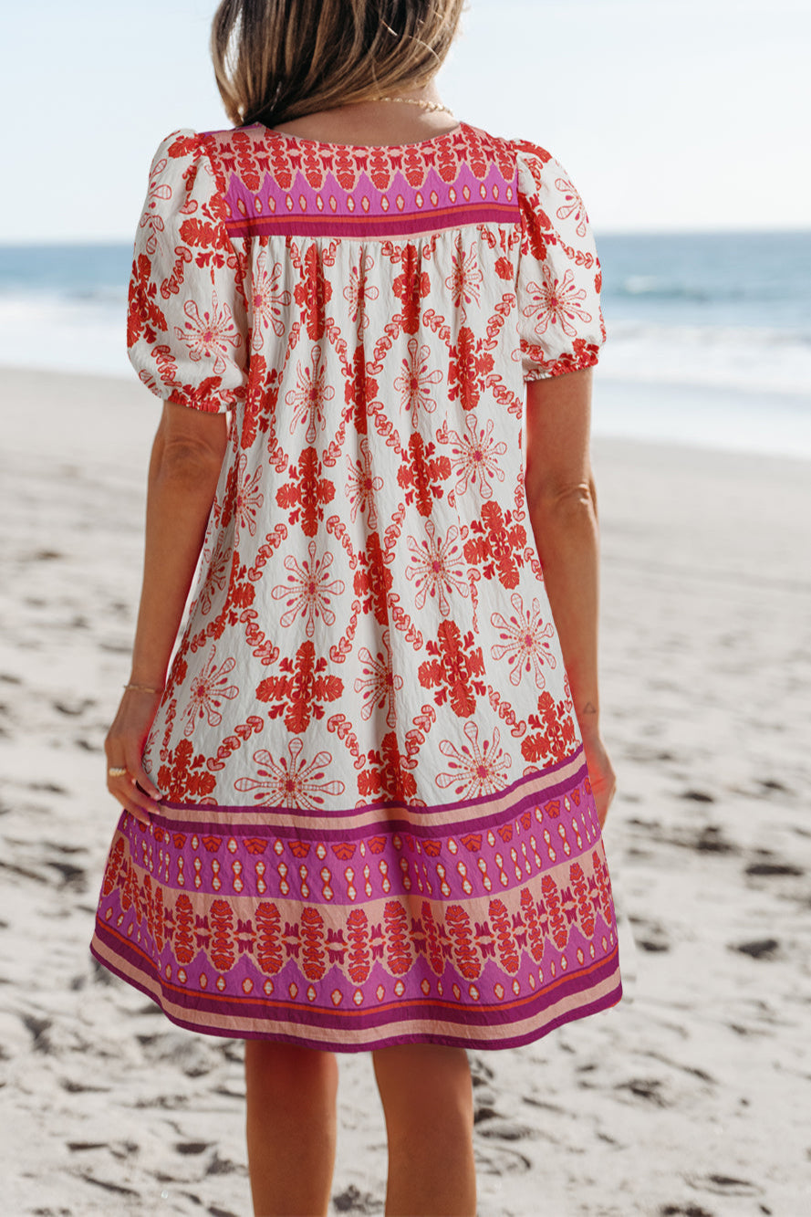 Boho Floral Short Sleeve Dress