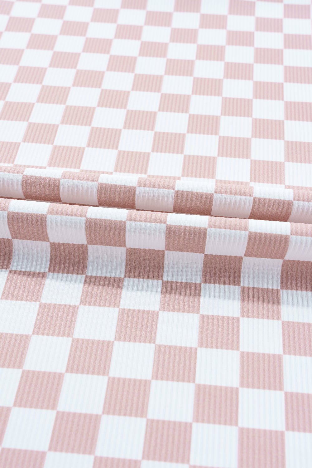 Checker Ribbed Knit Crewneck T-Shirt