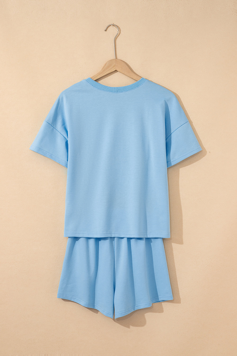 Patchwork V-Neck Tee and Shorts Set