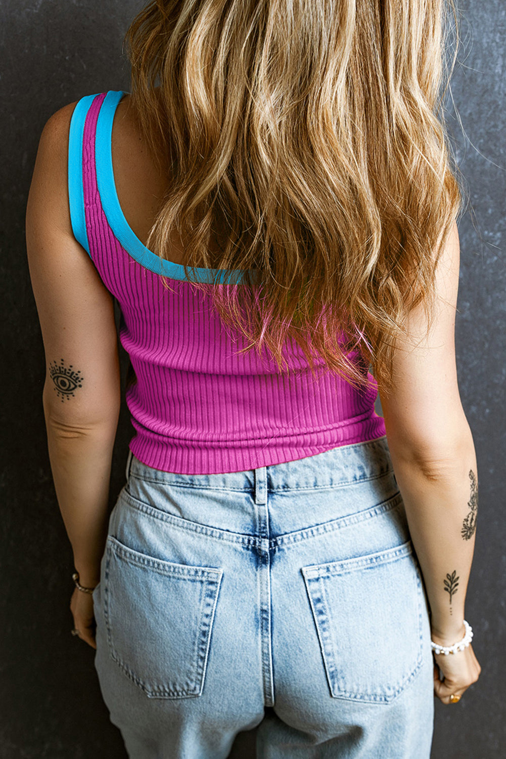 Colorblock Edge Ribbed Tank Top