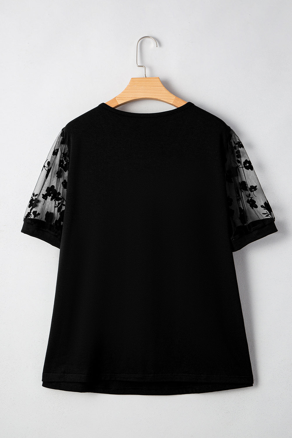 Plus Size Floral Mesh Short Sleeve T-Shirt