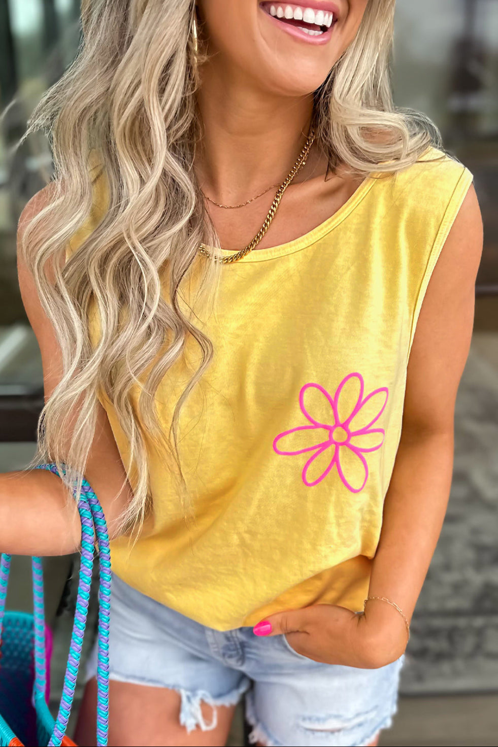 Sun Sleeveless Graphic Tank Top