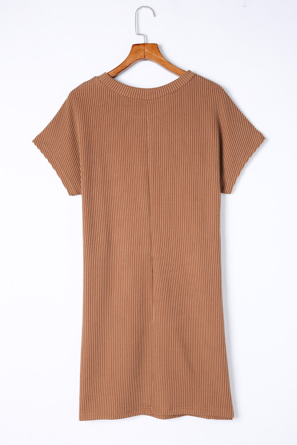 Corded Knit Pocketed T-Shirt Dress