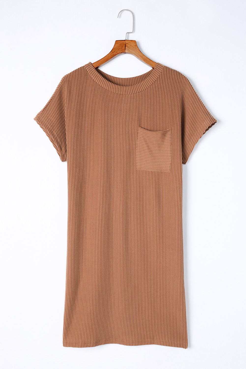 Corded Knit Pocketed T-Shirt Dress