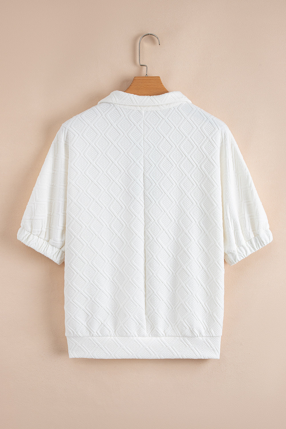 Stripe Contrast Collar Textured Blouse
