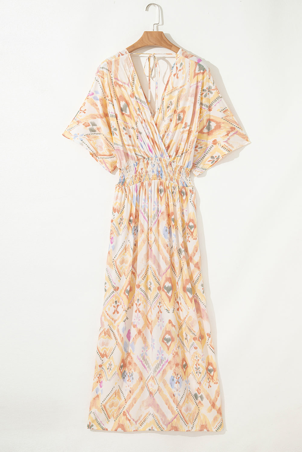 Boho Geometric V-Neck Maxi Dress