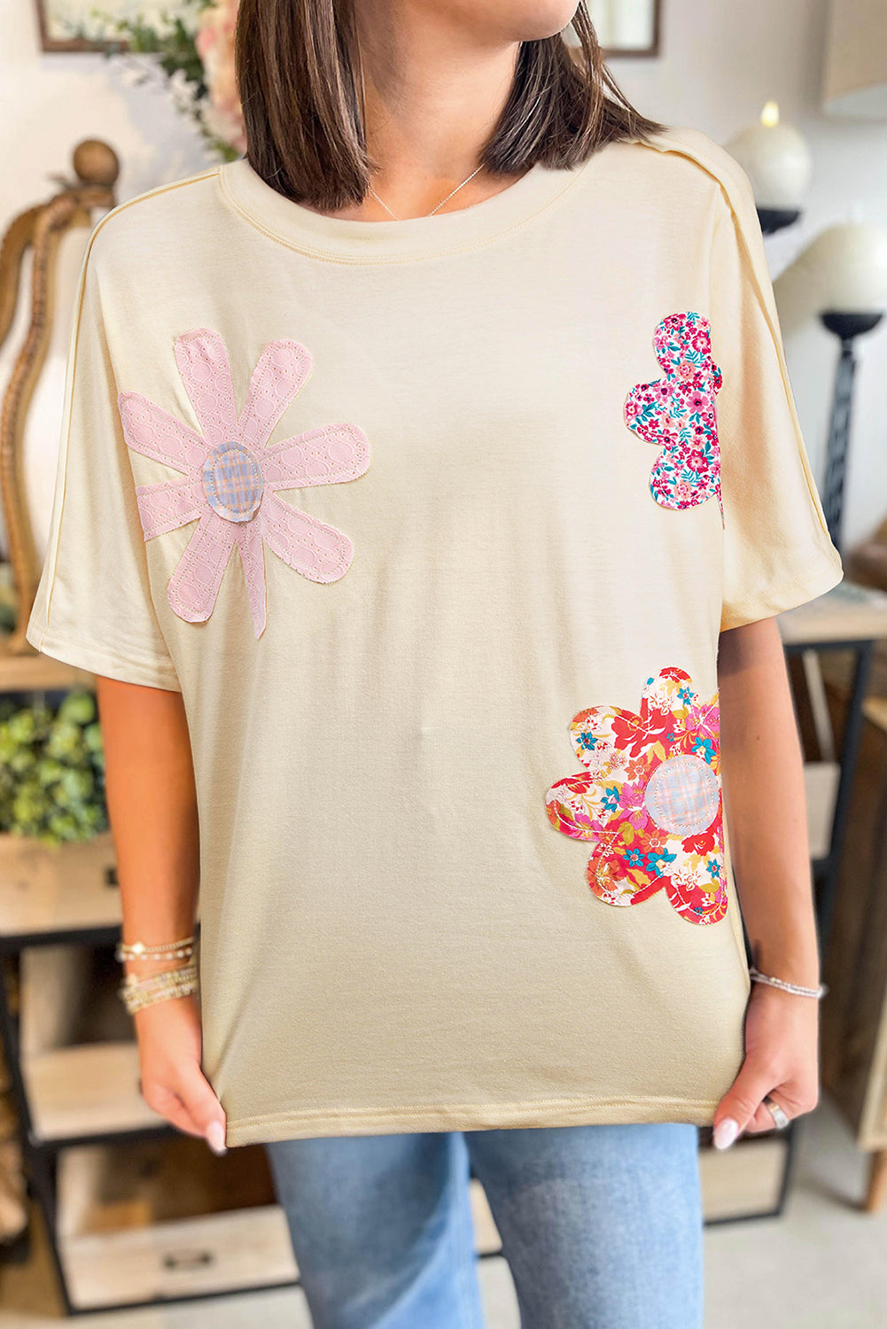 Flower Patchwork Reverse Seam Tee