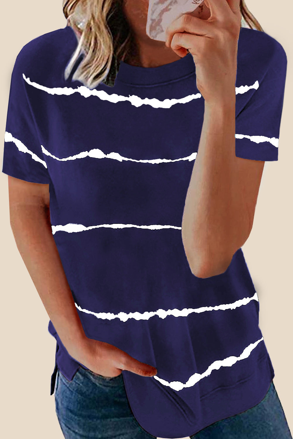 Tie-Dye Stripe Short Sleeve T-Shirt