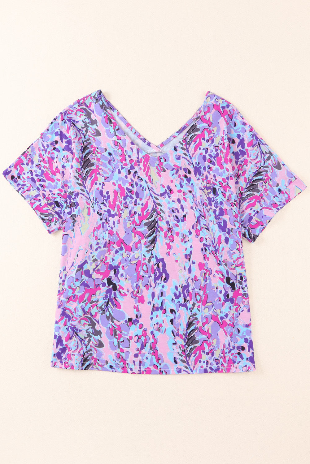 Floral Short Sleeve V-Neck Tee
