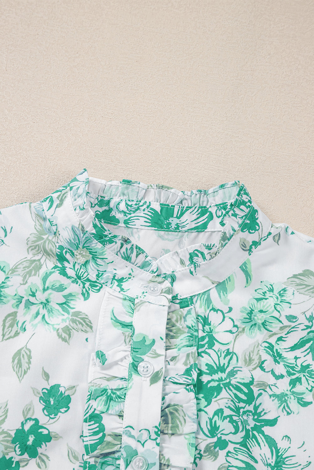 Floral Ruffle Sleeve Buttoned Shirt