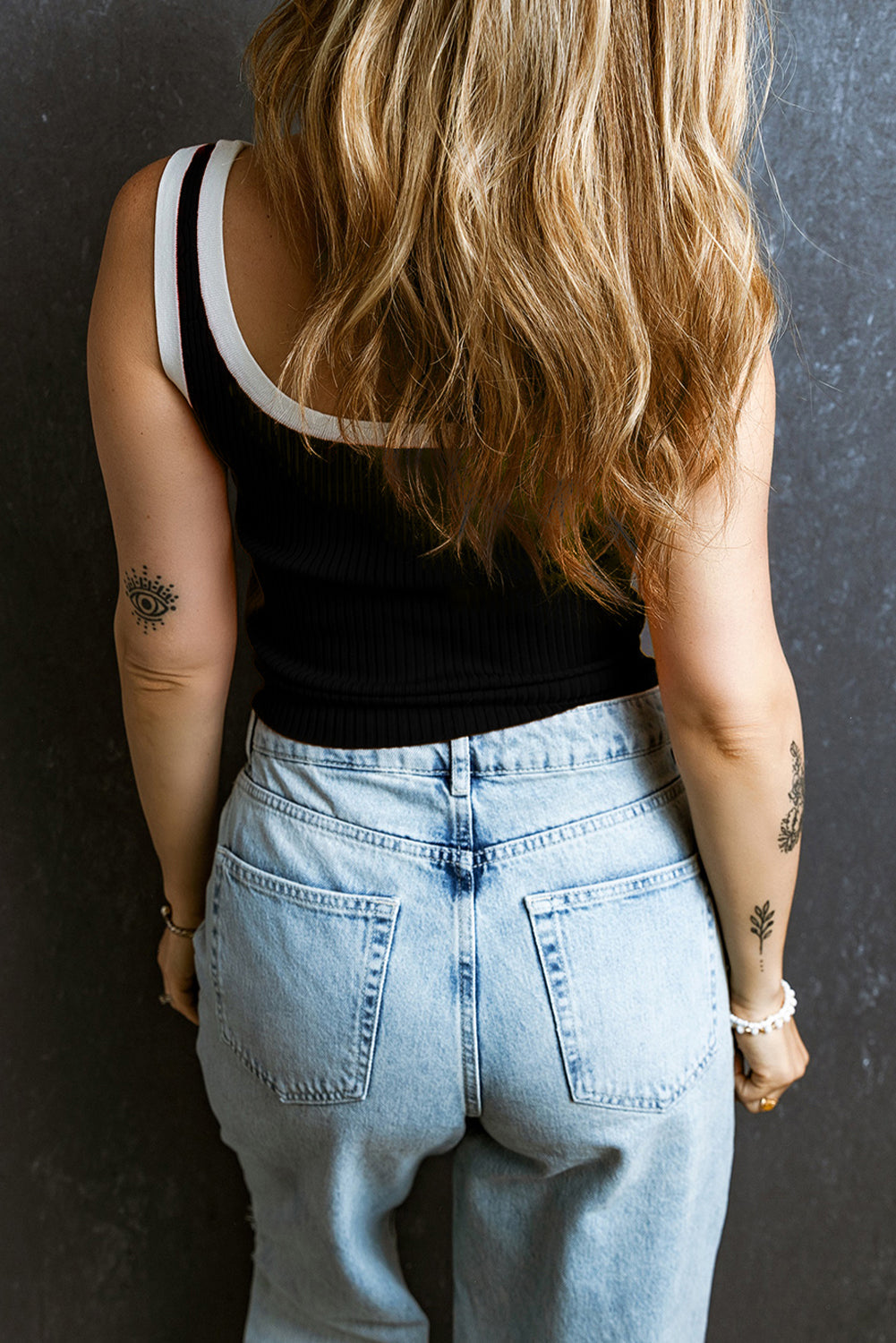 Colorblock Edge Ribbed Tank Top
