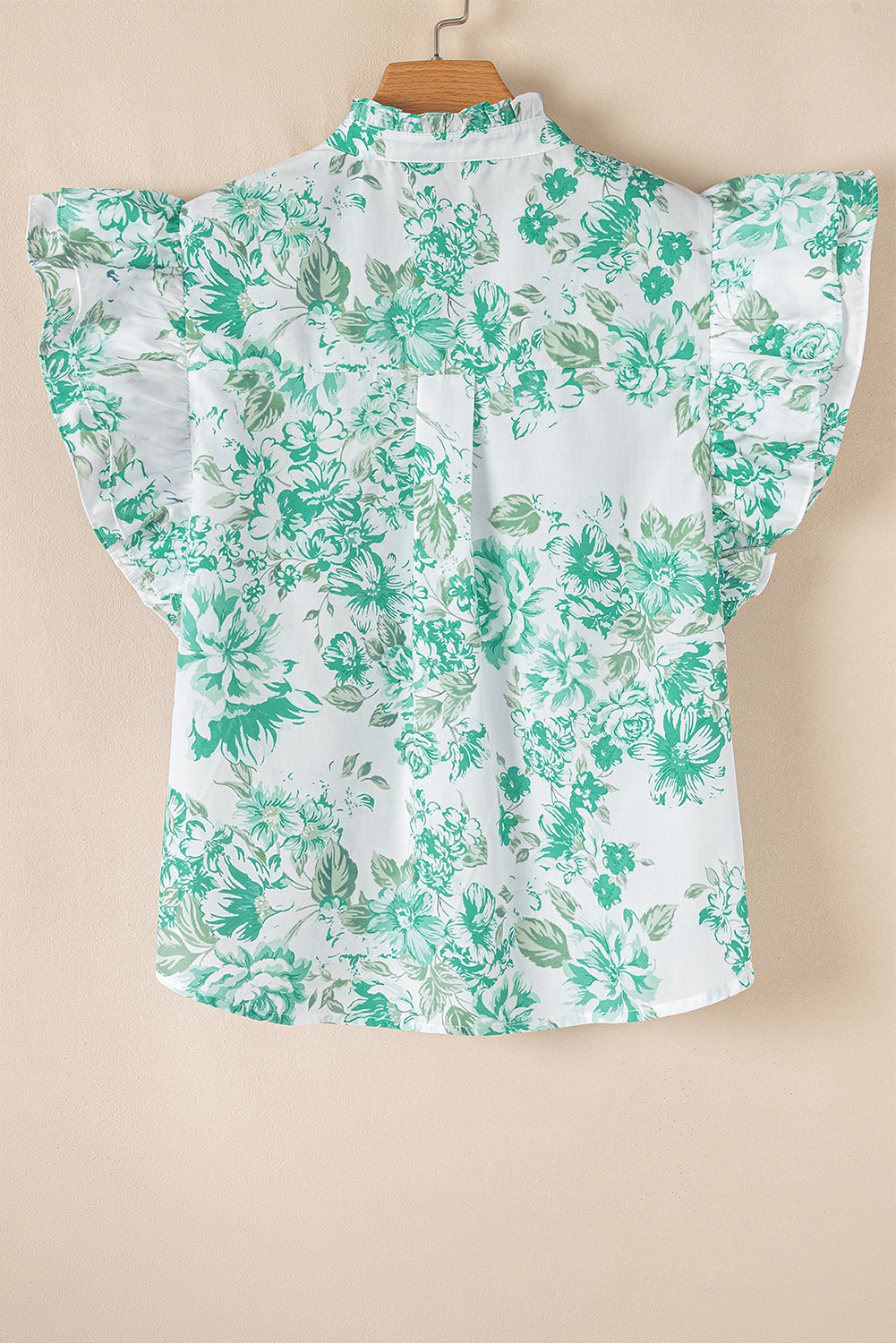 Floral Ruffle Sleeve Buttoned Shirt