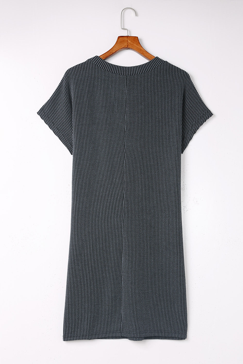 Corded Knit Pocketed T-Shirt Dress