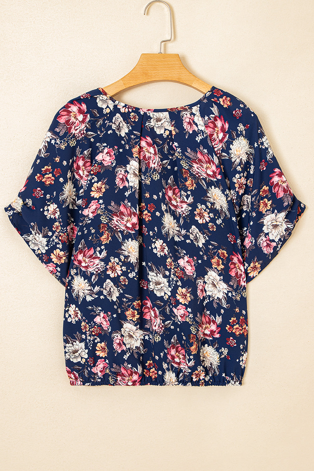 Floral Short Sleeve Scoop Neck Blouse
