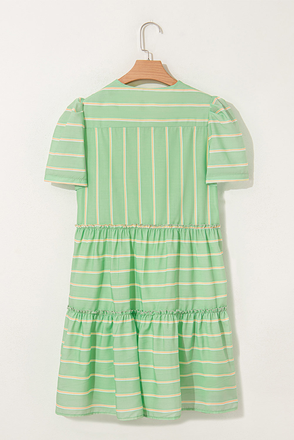 Stripe V-Neck Ruffle Tiered Dress