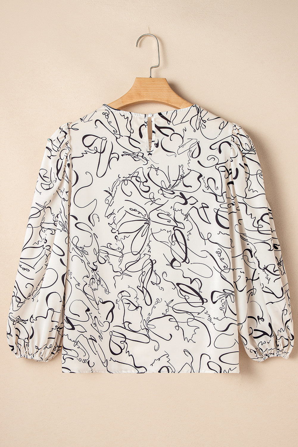 Abstract Balloon Sleeve Blouse
