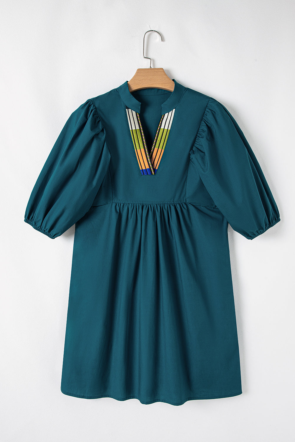 Colorblock Puff Sleeve Mini Dress