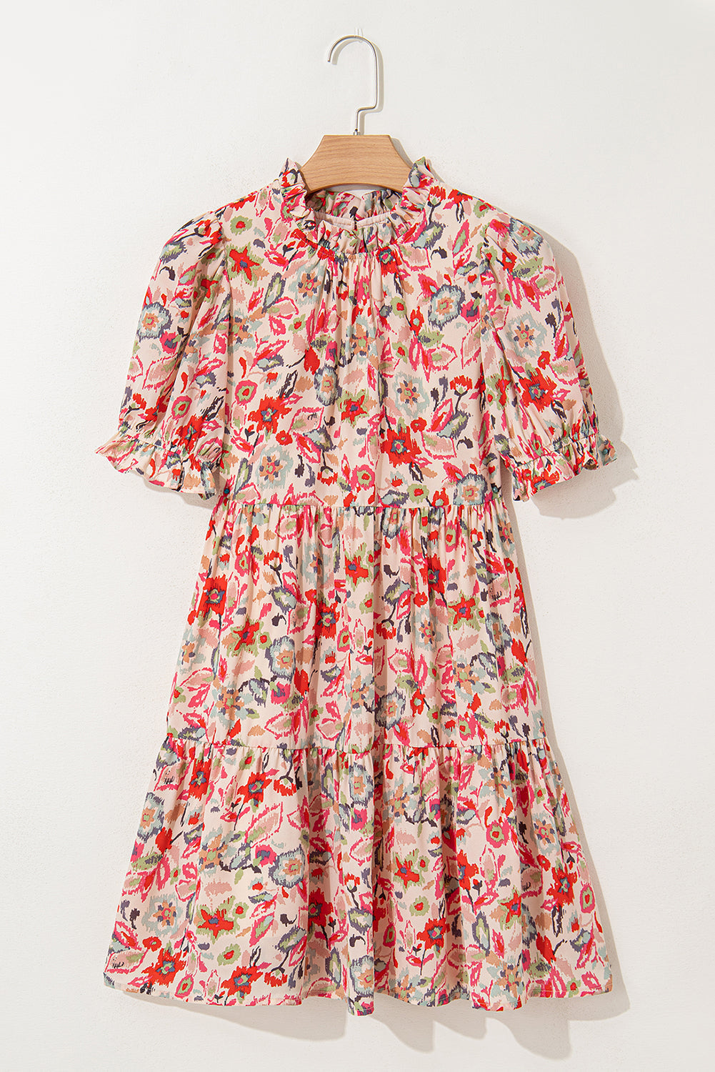 Floral Frilled Neck Mini Dress