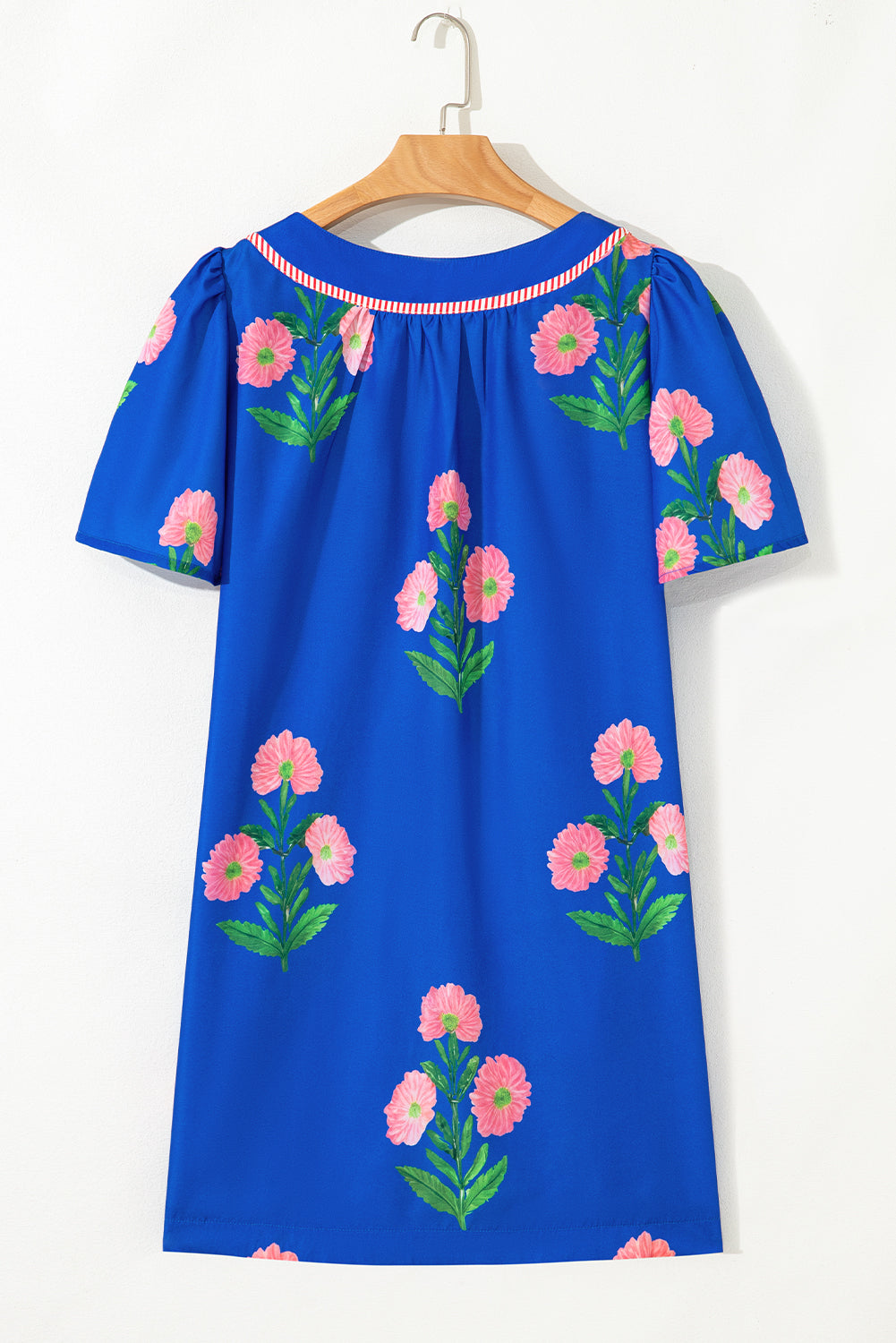 Floral Split Neck Mini Dress