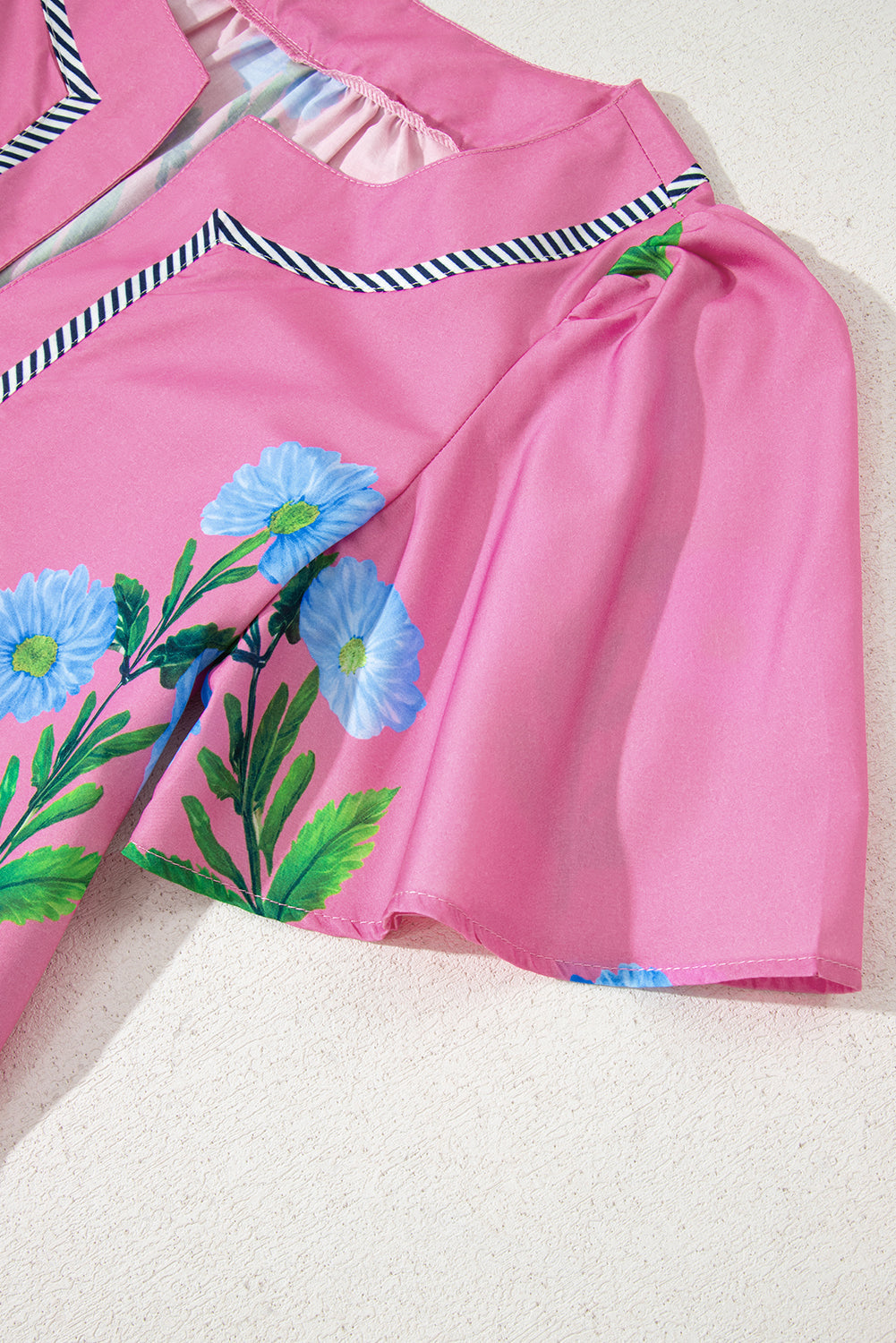 Floral Split Neck Mini Dress