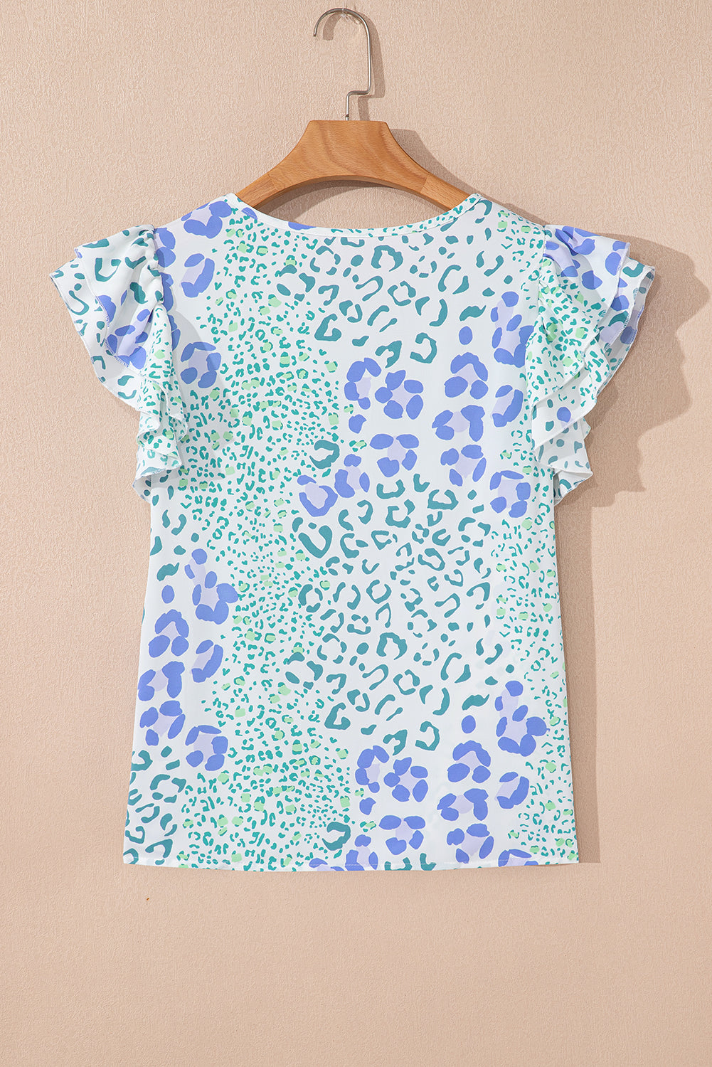Leopard Layered Ruffle Sleeve Blouse