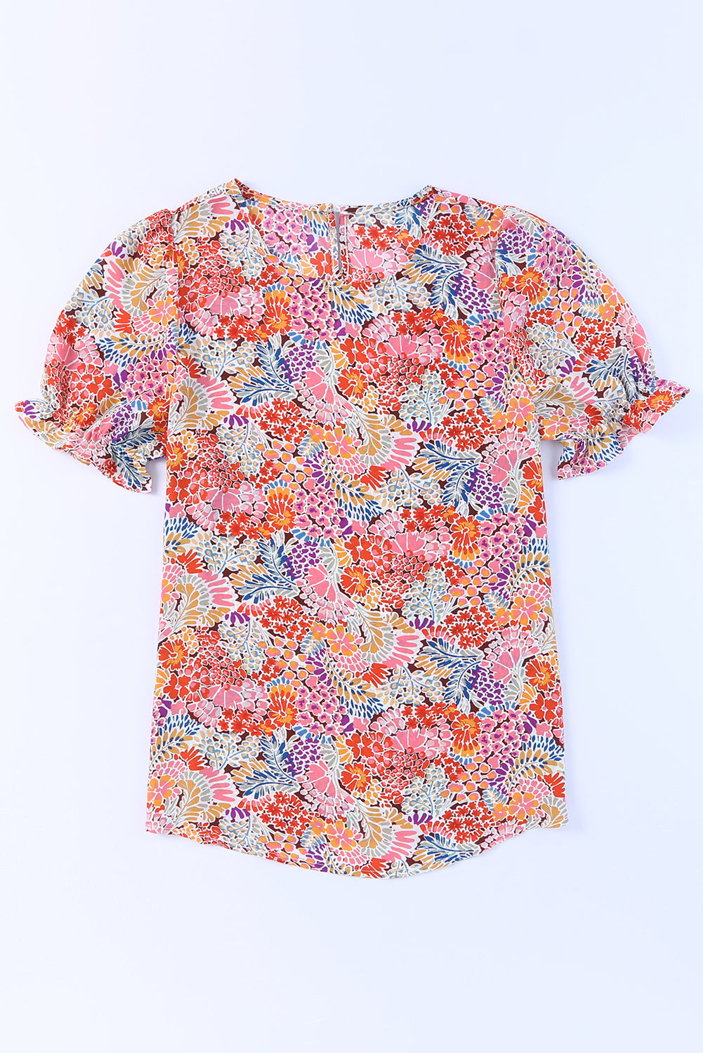 Floral Bubble Sleeve Blouse