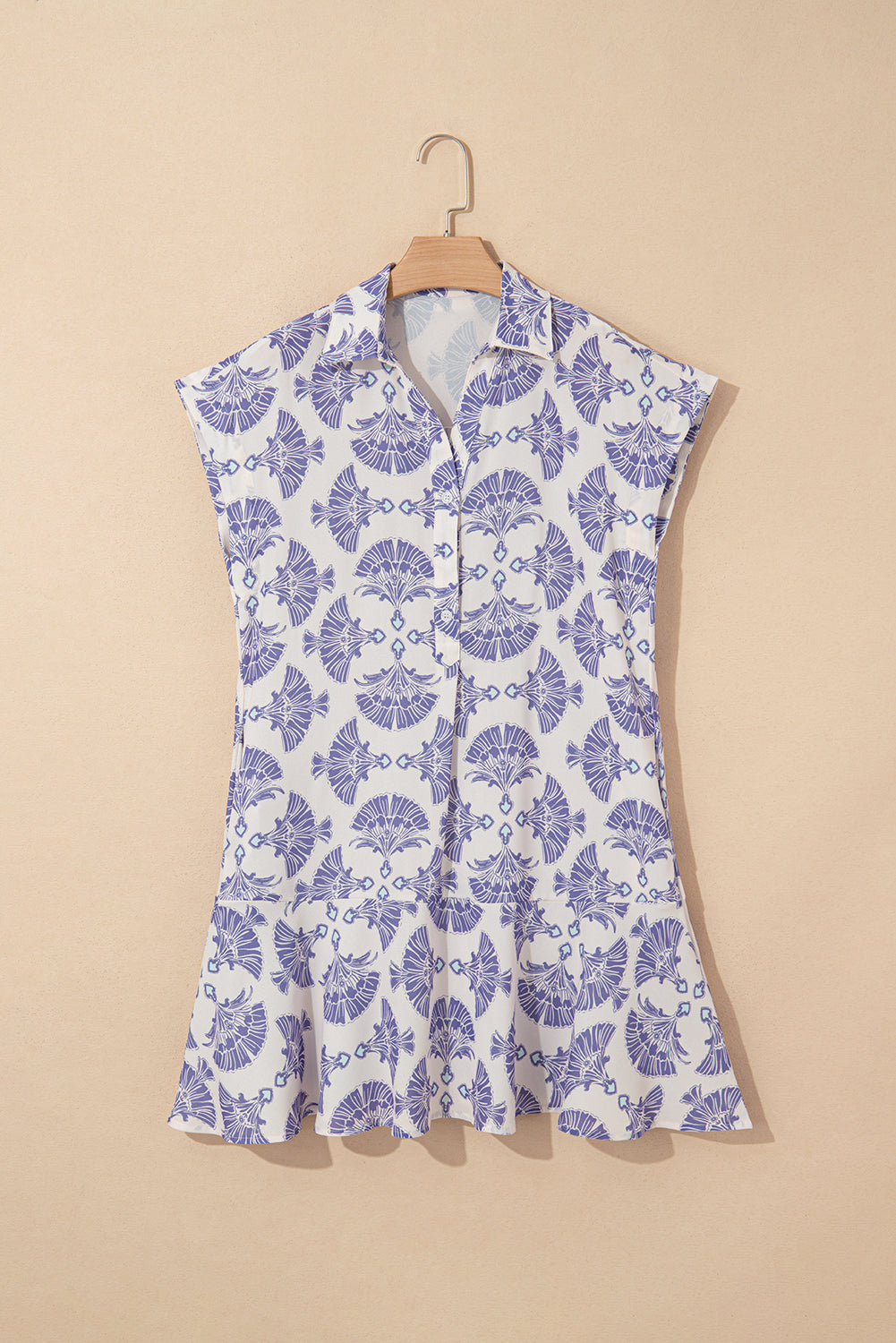 Boho Half Button Collared Mini Dress