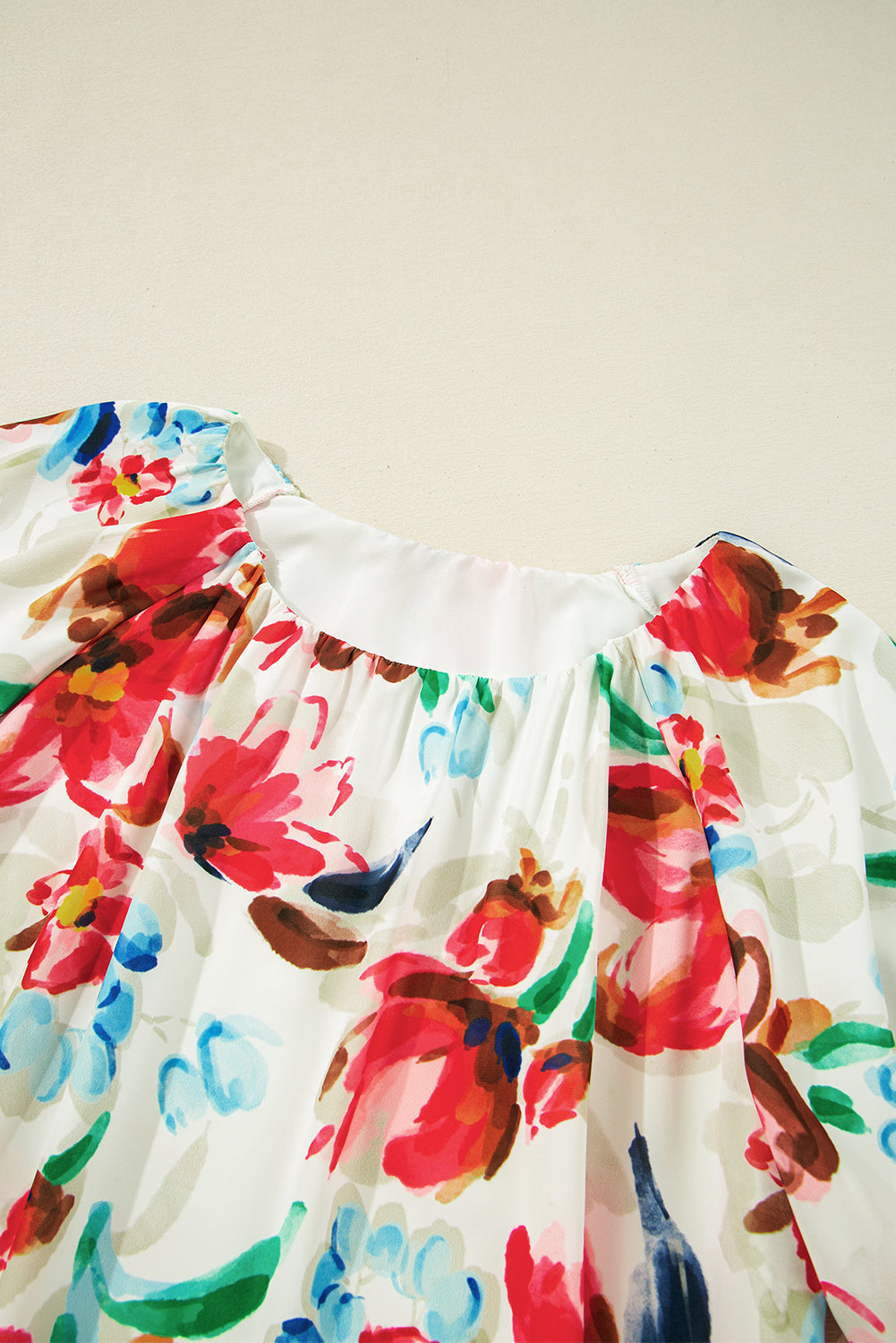Floral Puff Short Sleeve Blouse