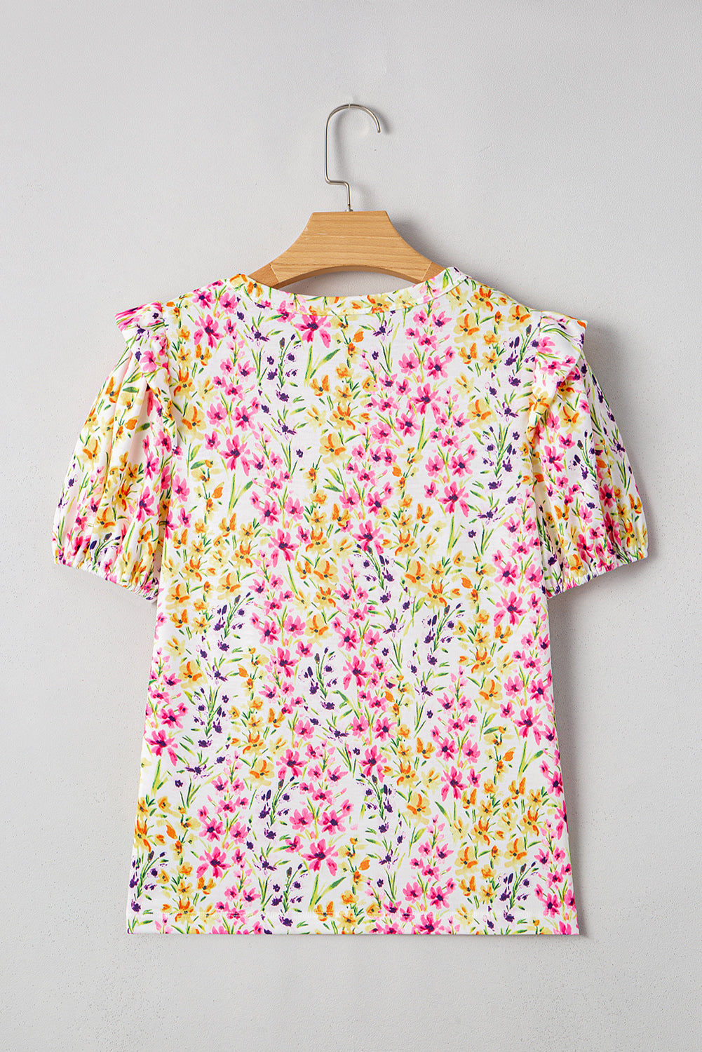 Floral Ruffle Puff Sleeve Blouse