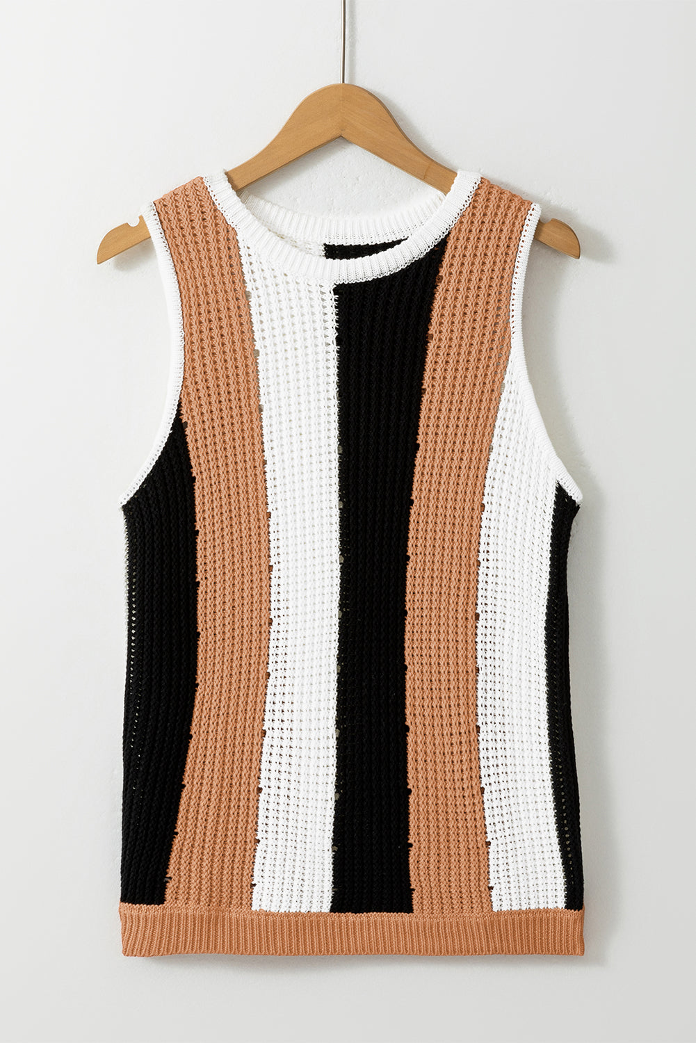 Colorblock Stripe Sleeveless Sweater Top
