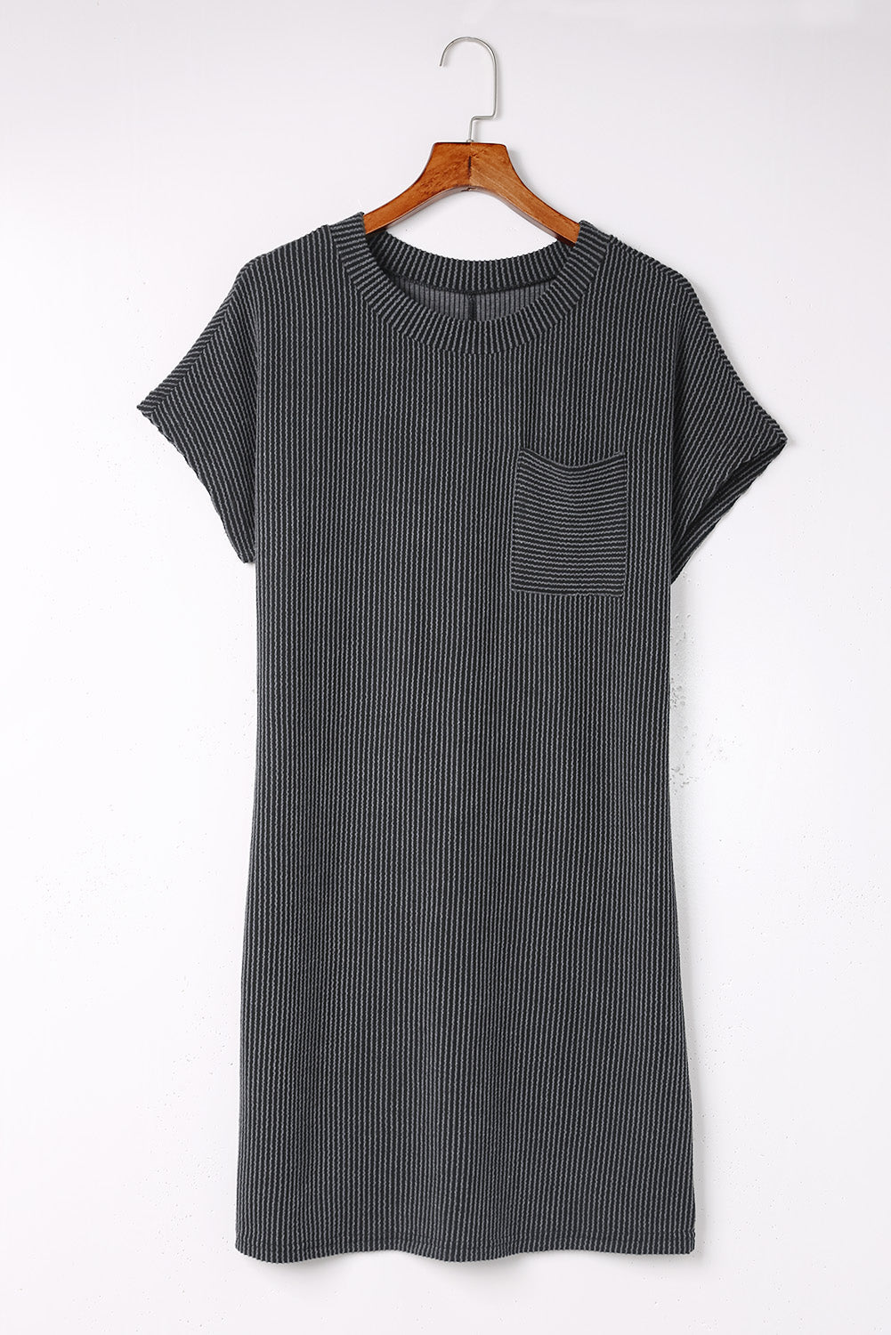 Corded Knit Pocketed T-Shirt Dress