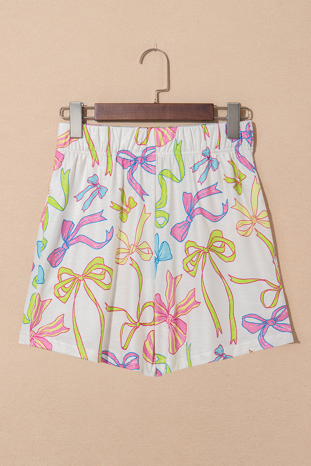 Bow Elastic Waist Pocketed Shorts