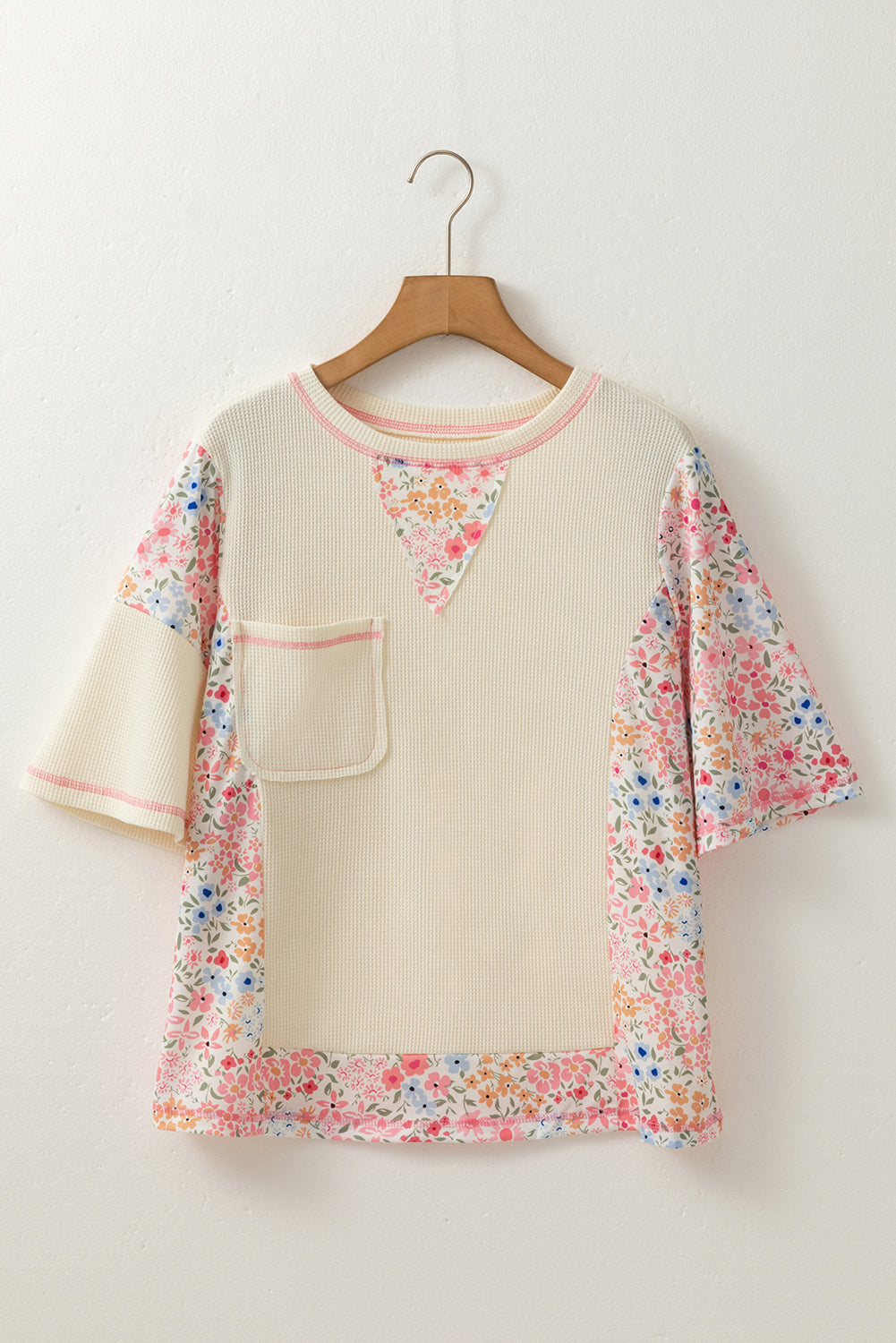 Floral Patchwork Chest Pocket T-Shirt