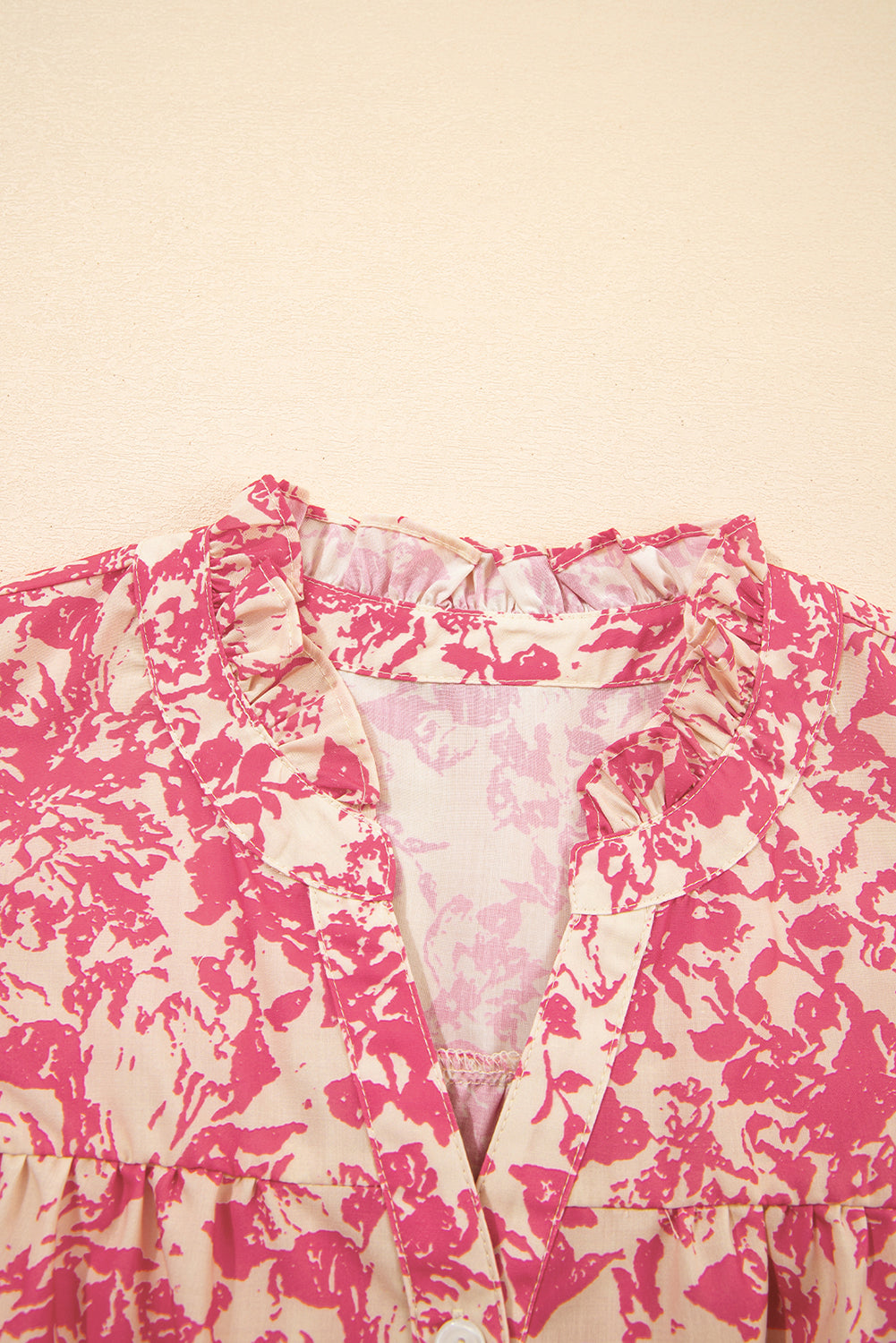 Boho Ruffle Sleeve Buttoned Blouse