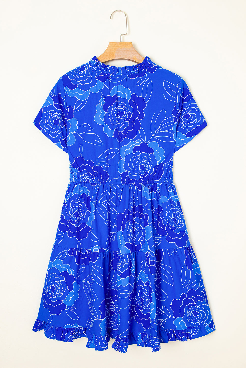 Floral V-Neck Short Sleeve Mini Dress