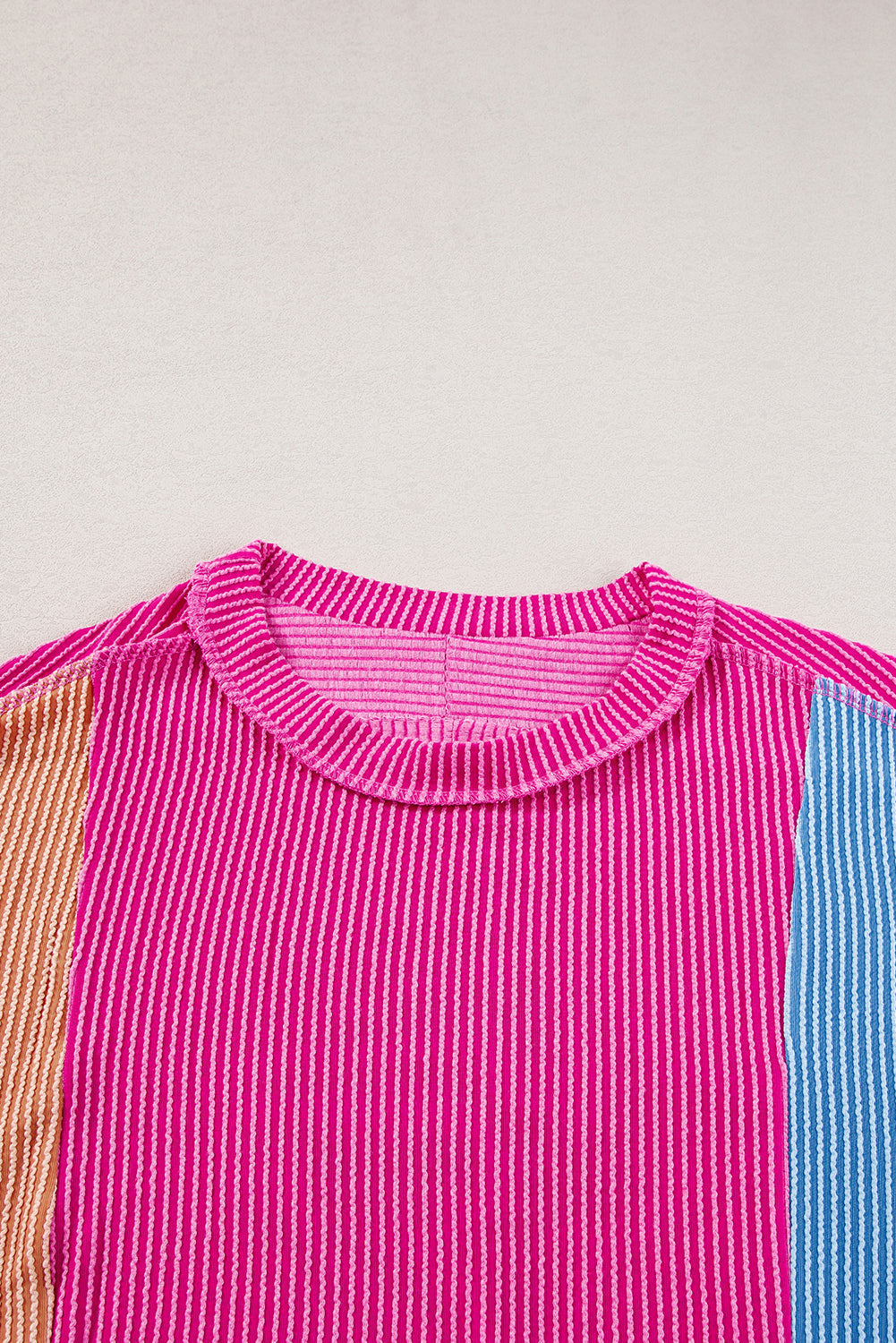 Colorblock Corded Knit Crewneck T-Shirt