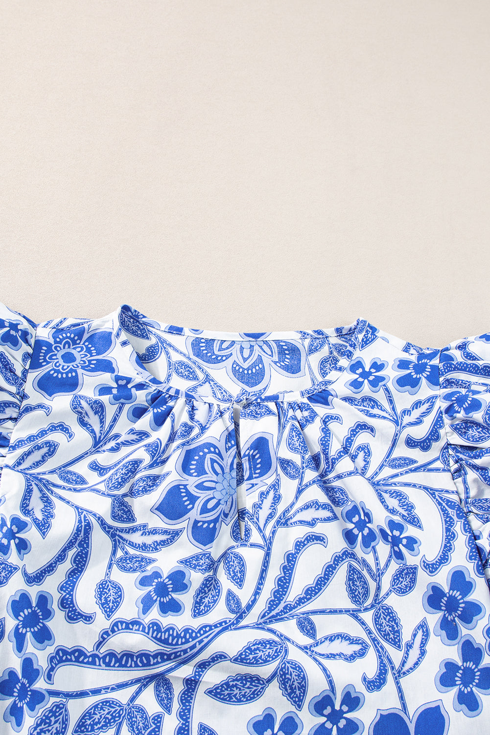 Floral Ruffle Bubble Sleeve Blouse