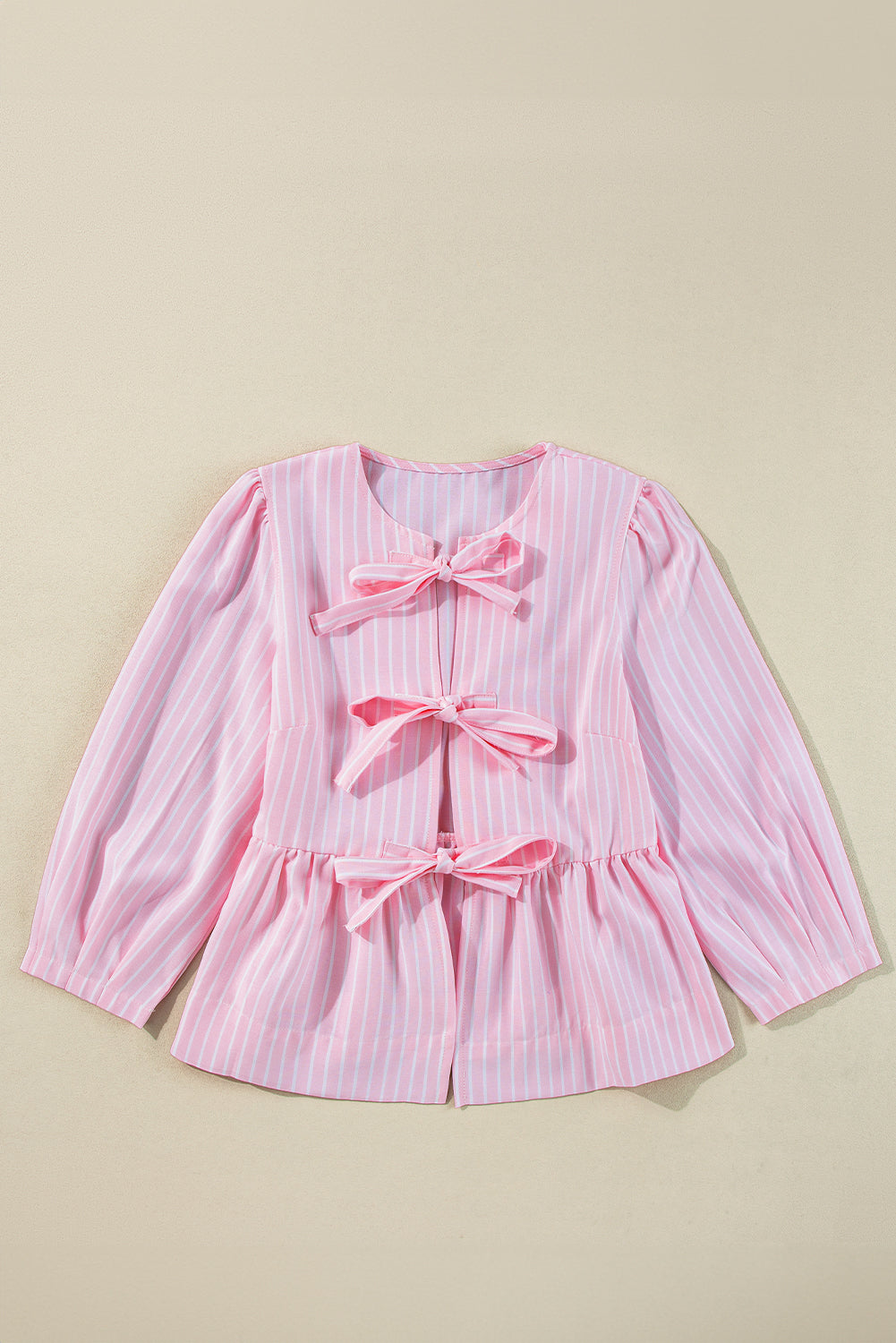 Stripe Bow Tie Front Blouse