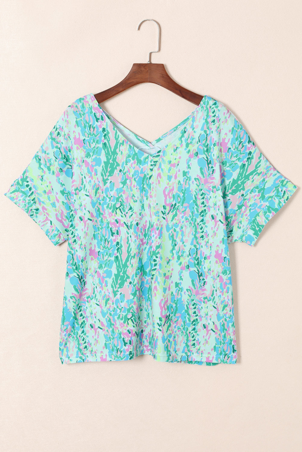 Floral Short Sleeve V-Neck Tee