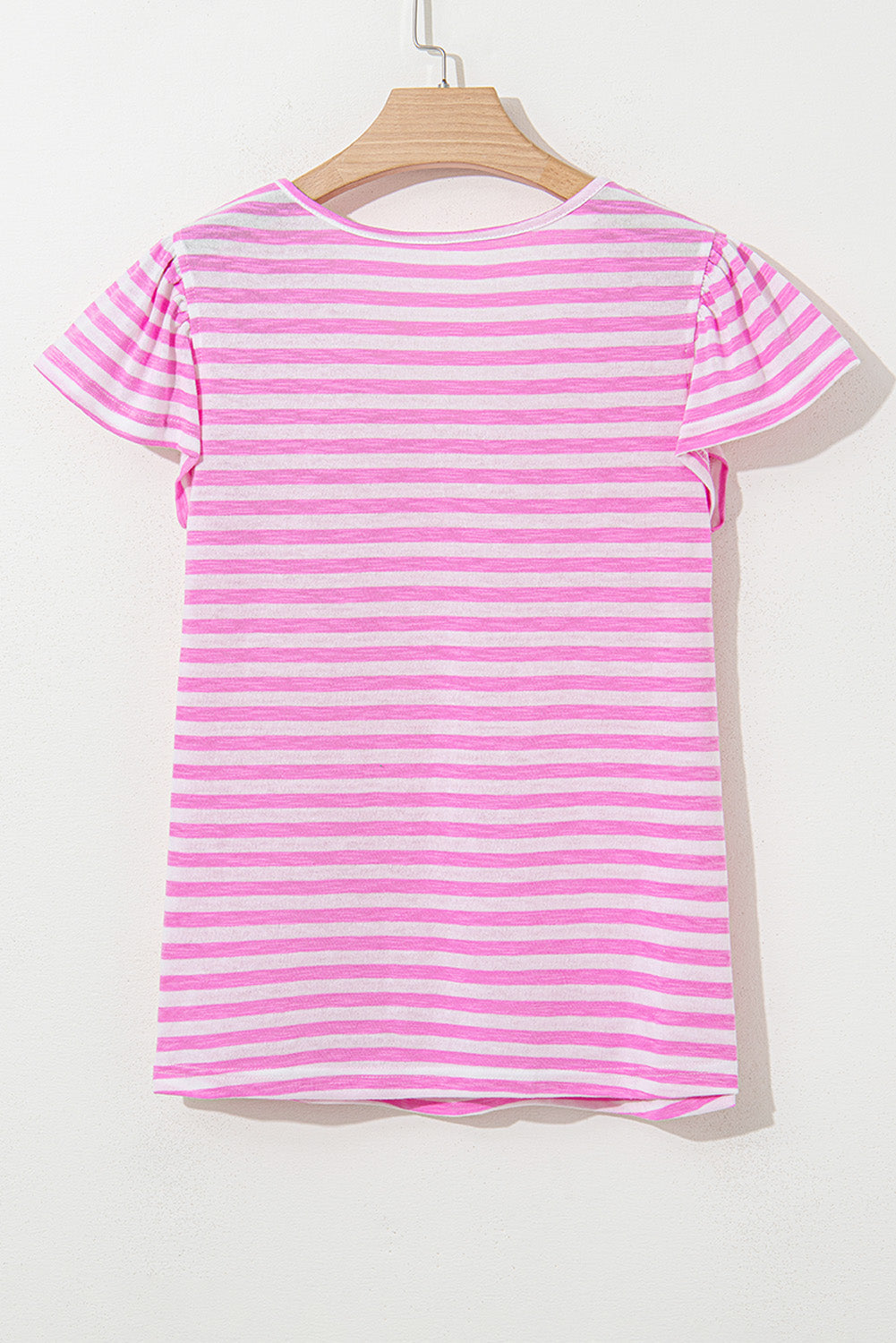 Stripe V-Neck Ruffle Sleeve Top