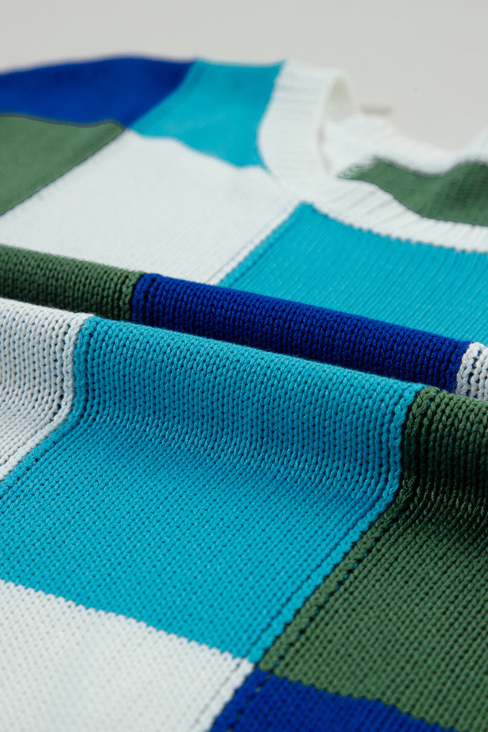 Colorblock Checker Cap Sleeve Sweater
