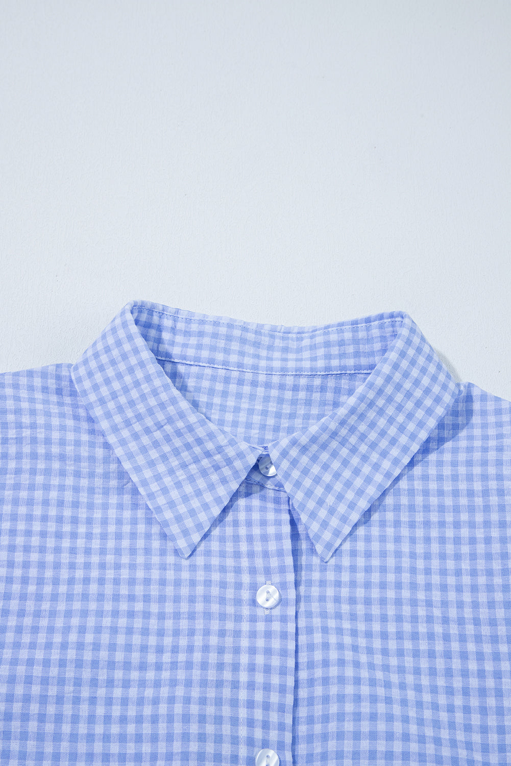 Gingham Puff Sleeve Buttoned Shirt