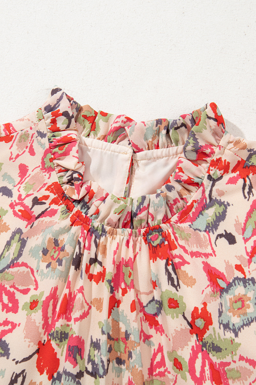 Floral Frilled Neck Mini Dress