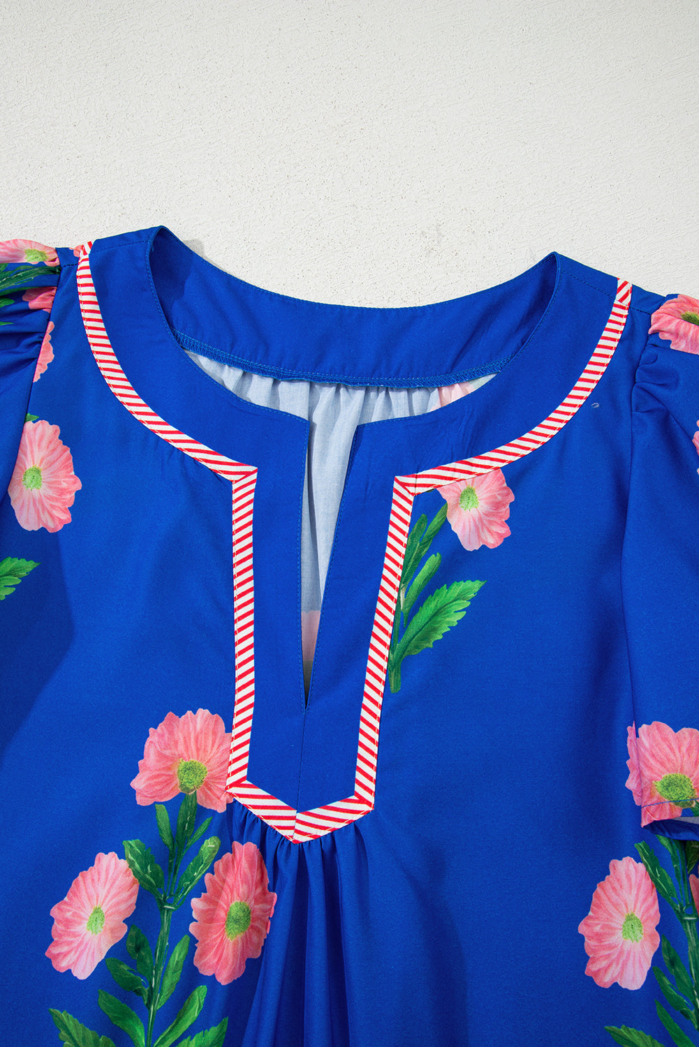 Floral Split Neck Mini Dress