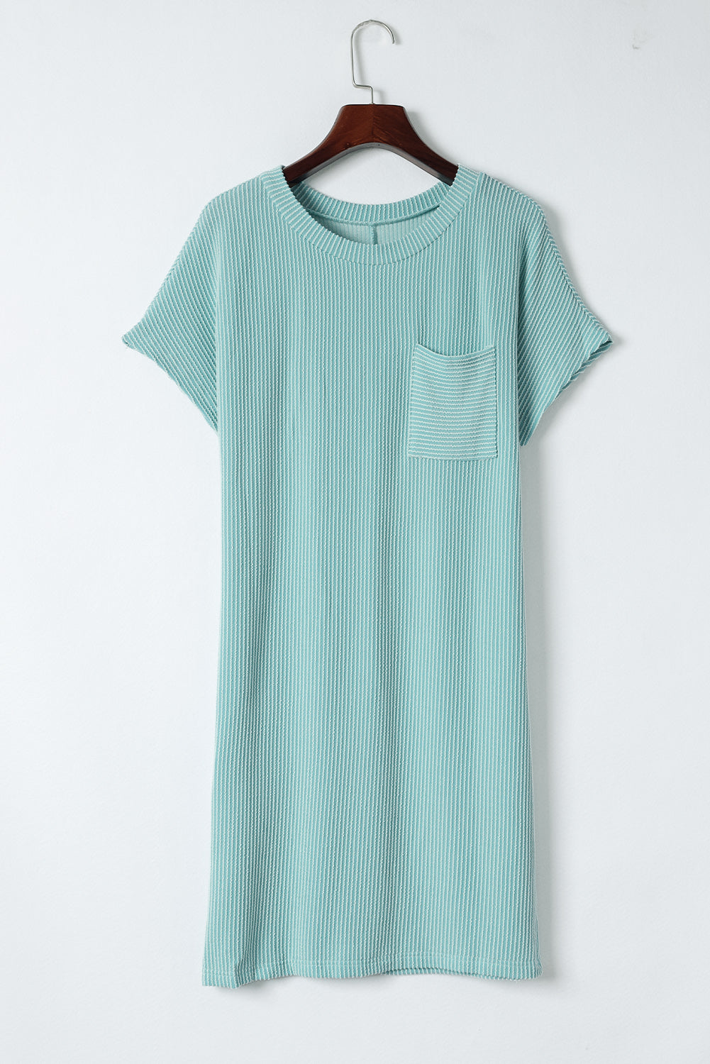 Corded Knit Pocketed T-Shirt Dress